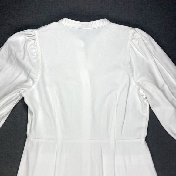 Who What Wear Denim Dress Women M White Classic Puffer Sleeve Sophisticated Chic - Picture 7 of 16